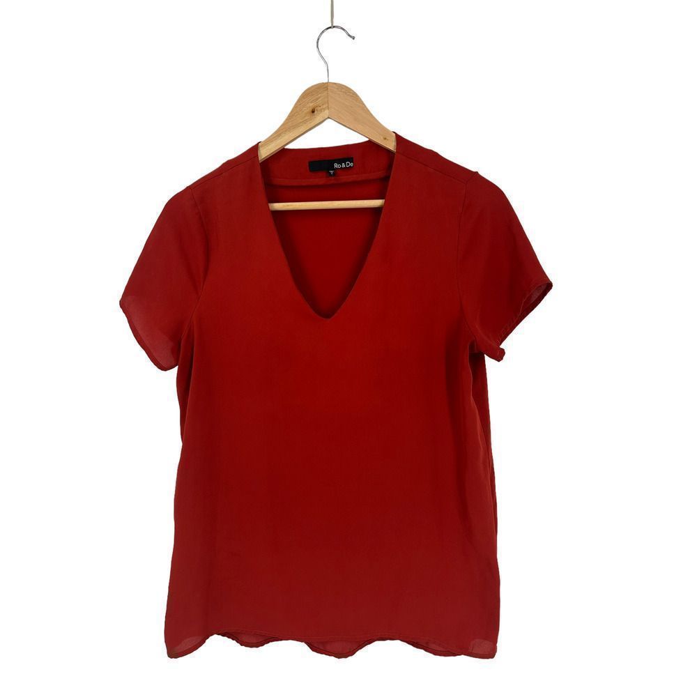 Ro & De Auburn V Neck Short Sleeve‎ Top Small